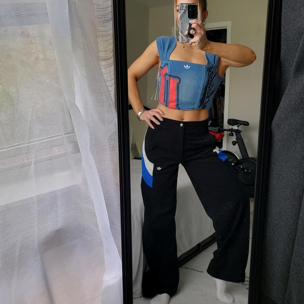 NWT ADIDAS ORIGINALS denim corset style crop top
